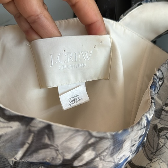 J. Crew Grey, Blue Grey and White Floral Dress - One Shoulder - US6 100%silk - Picture 5 of 7